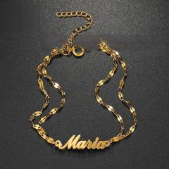 Popular custom name two layer chain stainless steel bracelet
