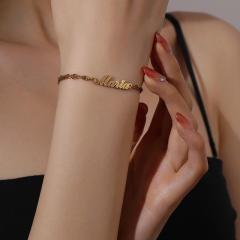 Popular custom name two layer chain stainless steel bracelet