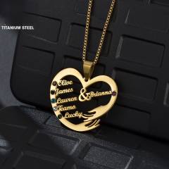 Delicate birthstone heart pendant custom name family necklace gift necklace