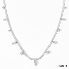 Hot sale colorful cubic zircon snake chain stainless steel choker necklace anklet set