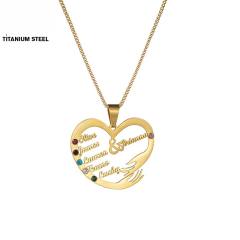 Delicate birthstone heart pendant custom name family necklace gift necklace