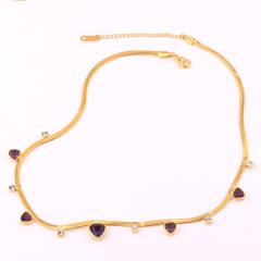 Chic real gold plated copper snake chain colorful cubic zircon choker necklace