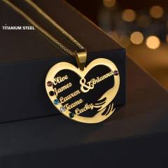 Delicate birthstone heart pendant custom name family necklace gift necklace