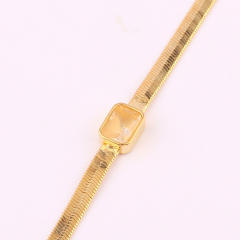 Chic real gold plated copper snake chain colorful cubic zircon choker necklace