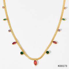 Hot sale colorful cubic zircon snake chain stainless steel choker necklace anklet set