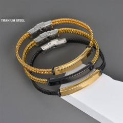 Personality hot sale cable line stainless steel bracelet engrave letter bracelet for men