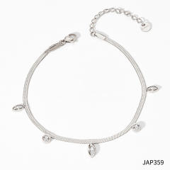 Hot sale colorful cubic zircon snake chain stainless steel choker necklace anklet set