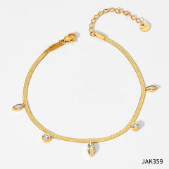 Hot sale colorful cubic zircon snake chain stainless steel choker necklace anklet set