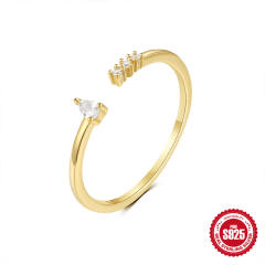925 sterling silver cubic zircon flower adjustable finger rings