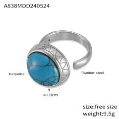 Boho turquoise stone tiger eye stone statement stainless steel rings