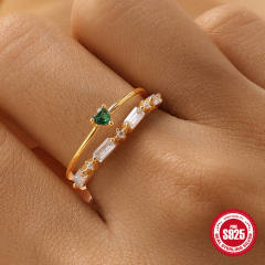 925 sterling silver cubic zircon flower adjustable finger rings