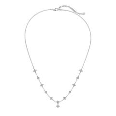925 sterling silver diamond tiny clover dainy necklace bracelet set