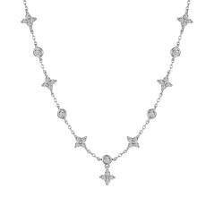 925 sterling silver diamond tiny clover dainy necklace bracelet set