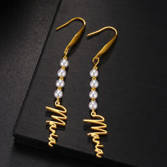 Handmade custom name colorful beaded stainless steel earrings