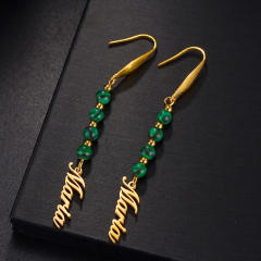Handmade custom name colorful beaded stainless steel earrings