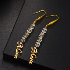 Handmade custom name colorful beaded stainless steel earrings