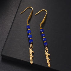 Handmade custom name colorful beaded stainless steel earrings