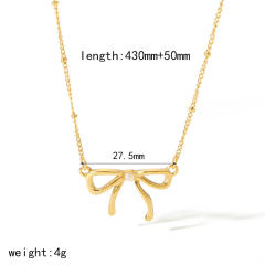 18KG creative bow dainty stainless steel necklace collection