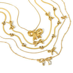 18KG creative bow dainty stainless steel necklace collection