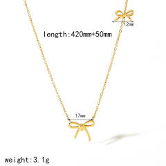 18KG creative bow dainty stainless steel necklace collection