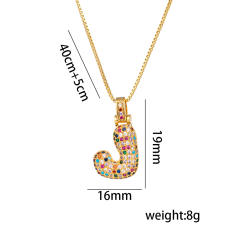 Hiphop rainbow cubic zircon setting bubble letter initial letter pendant necklace