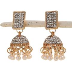 Boho rhinestone pave setting bell dangle earrings middle east earrings