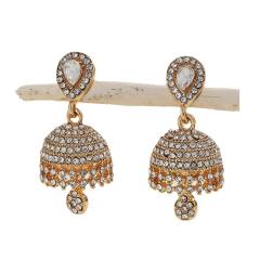 Boho vintage middle east rhinestone pave setting bell dangle earrings