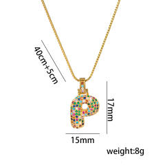 Hiphop rainbow cubic zircon setting bubble letter initial letter pendant necklace