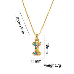 Hiphop rainbow cubic zircon setting bubble letter initial letter pendant necklace