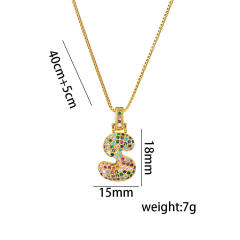 Hiphop rainbow cubic zircon setting bubble letter initial letter pendant necklace