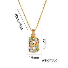 Hiphop rainbow cubic zircon setting bubble letter initial letter pendant necklace