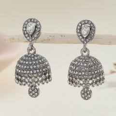 Boho rhinestone pave setting bell dangle earrings middle east earrings