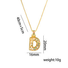 Hiphop rainbow cubic zircon setting bubble letter initial letter pendant necklace