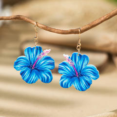 Romantic painting flower beach holiday earrings