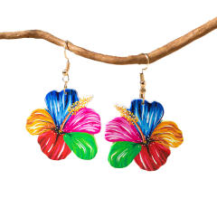 Romantic painting flower beach holiday earrings