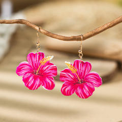Romantic painting flower beach holiday earrings