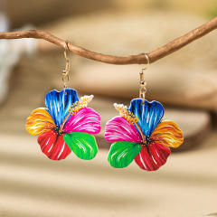 Romantic painting flower beach holiday earrings