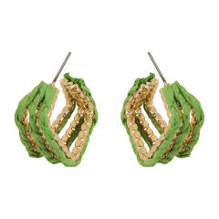 Boho colorful straw geometric square holiday earrings