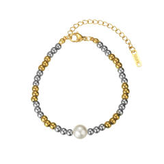 18KG mix color stainless steel bead pearl bracelet