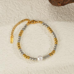 18KG mix color stainless steel bead pearl bracelet