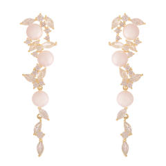 French trend elegant pearl bead gold plated copper dangle earrings wedding prom earrings