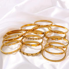 Hot sale gold silver color stainless steel diamond bangle bracelet collection