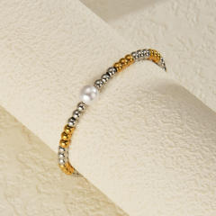 18KG mix color stainless steel bead pearl bracelet