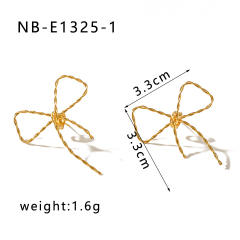 18KG hot sale hollow out bow stainless steel necklace earrings set