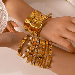 Hot sale gold silver color stainless steel diamond bangle bracelet collection