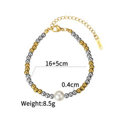 18KG mix color stainless steel bead pearl bracelet
