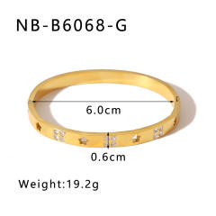 Hot sale gold silver color stainless steel diamond bangle bracelet collection