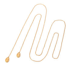 18KG elegant shell charm long strappy choker necklace stainless steel necklace