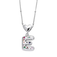 Delicate cubic zircon setting bubble letter initial letter pendant necklace