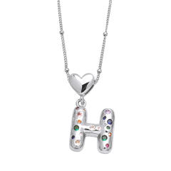 Delicate cubic zircon setting bubble letter initial letter pendant necklace